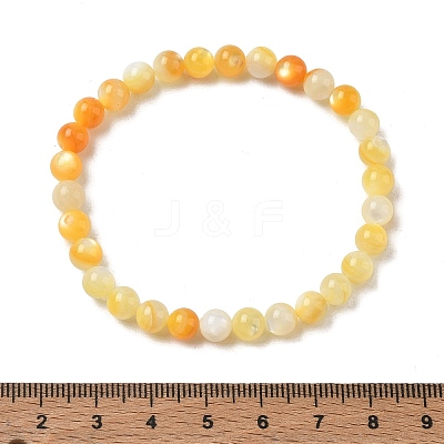 6MM Natural Yellow Shell Round Beaded Stretch Bracelets SH-CBACA76-18B-1
