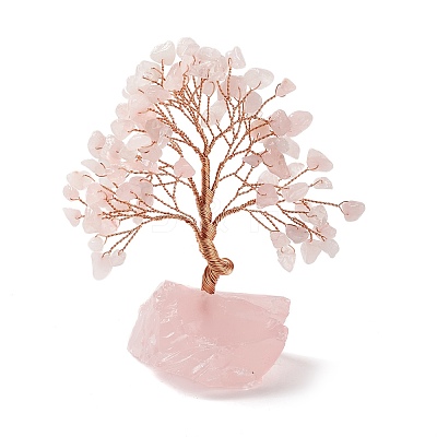 Natural Rose Quartz Tree Display Decoration DJEW-G027-08RG-03-1