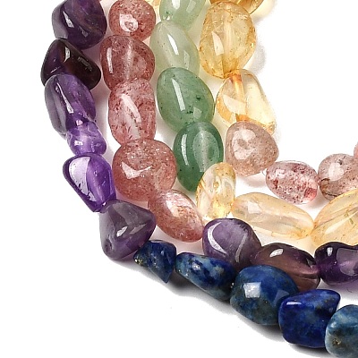 Natural Strawberry Quartz & Citrine & Amethyst & Green Aventurine & Lapis Lazuli Beads Strands G-L610-B15-01-1