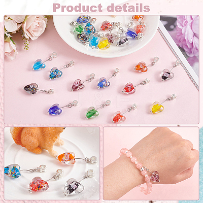 24Pcs 12 Colors Handmade Luminous Lampwork European Dangle Charms PALLOY-AB00086-1