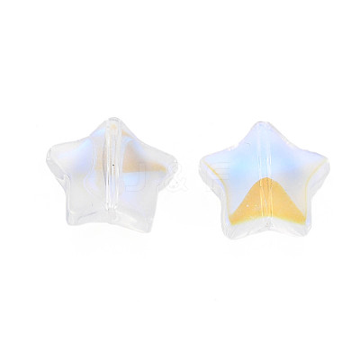 Electroplate Transparent Glass Beads GLAA-T022-25-B01-1