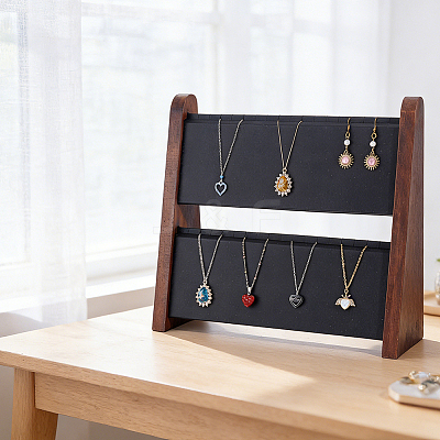 Double-Layer Wooden Jewelry Display Stand ODIS-WH0099-284B-1