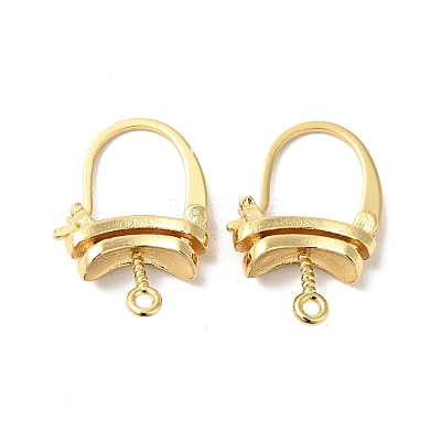 Brass Oval Hoop Earring Findings with Latch Back Closure KK-G434-04G-1