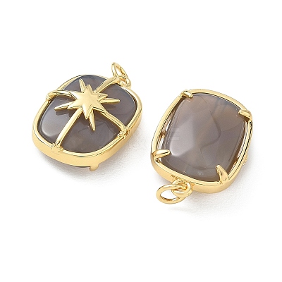 Brass & Natural Grey Agate Pendants GG-CBAD360-19G-01-1