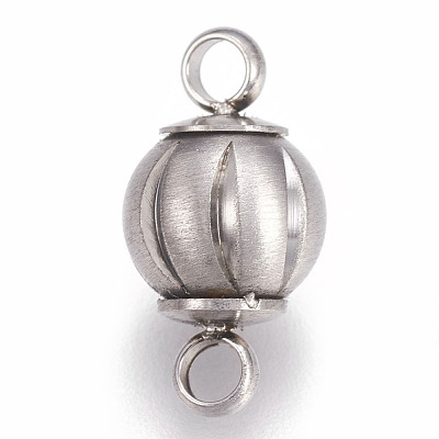 304 Stainless Steel Magnetic Clasps with Loops STAS-O101-57MP-1