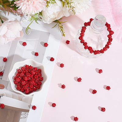 50Pcs Dyed Synthetic Coral Beads FIND-ME0003-86A-1
