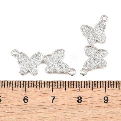 Brass Micro Pave Clear Cubic Zirconia Connector Charms CU-CBA908F-04P-06-1