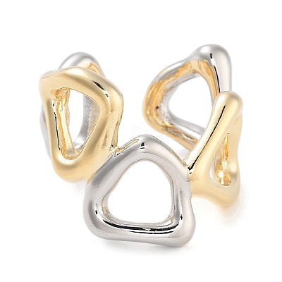 Brass Triangle Open Cuff Ring for Women RJEW-C102-14GP-1