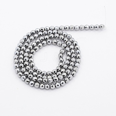 Grade A Electroplate Magnetic Synthetic Hematite Round Beads Strands G-N0014-3mm-18B-1