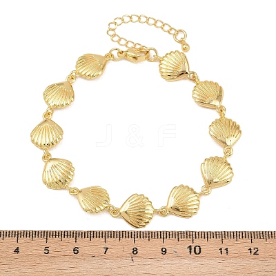Shell Shape Brass Link Chain Bracelets for Women BJEW-K248-07C-G-1