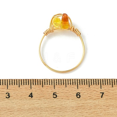 Natural Amber Beads Finger Rings RJEW-JR01038-1