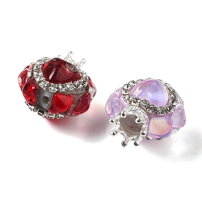 Sparkling Rhinestone Crown Heart Beads OACR-Q008-01-1