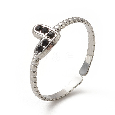Rhinestone Heart Open Cuff Ring RJEW-K237-02P-1