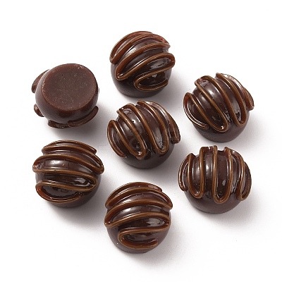 Round Chocolate Opaque Resin Cabochos RESI-WH0026-71A-1