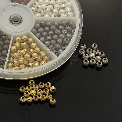 1Box Brass Textured Round Spacer Beads KK-X0055-NF-1