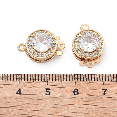 Flat Round Brass Micro Pave Cubic Zirconia Box Clasps KK-B125-15B-02G-1