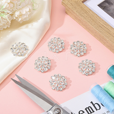 6Pcs Alloy Rhinestone Shank Buttons BUTT-MA0001-06-1