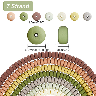 7 Strands 7 Colors Handmade Polymer Clay Beads Strands CLAY-AR0001-34-1