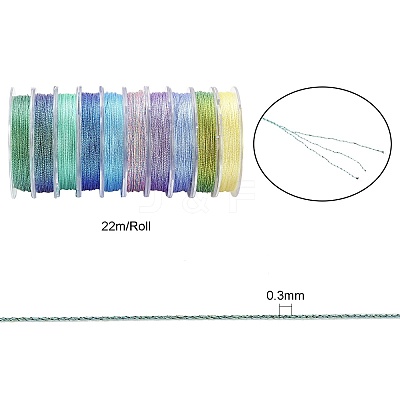 10 Rolls 3-Ply Polyester Metallic Threads MCOR-CJ0001-07B-1
