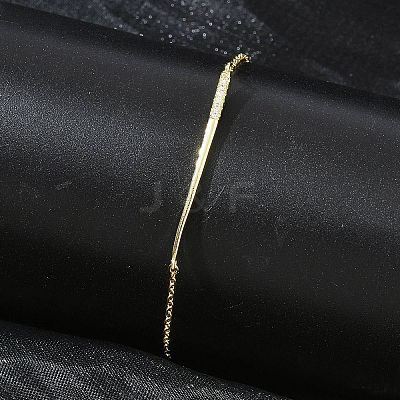 Brass Micro Pave Clear Cubic Zirconia Link Bracelets BJEW-E114-01B-G-1
