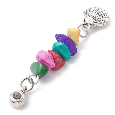 Dyed Synthetic Turquoise Chip Pendants PALLOY-JF02238-03-1