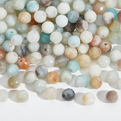 2 Strands Natural Frosted Flower Amazonite Round Beads Strands G-NB0004-44-1