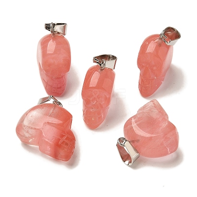 Cherry Quartz Glass Pendants G-Z067-02P-07-1