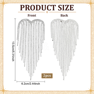 2Pcs Heart Tassel Alloy Rhinestone Lapel Pins for Clothes JEWB-NB0001-30S-1