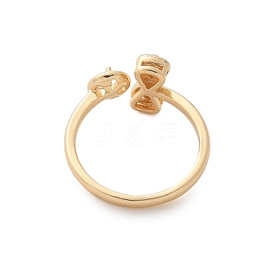 Bowknot Brass Micro Pave Cubic Zirconia Cuff Ring Setting LS-KK-A244-01B-G-1