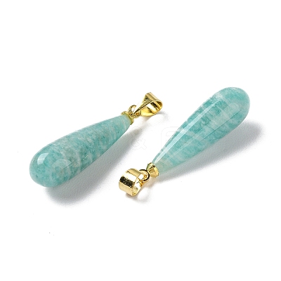 Natural Amazonite Teardrop Pendants G-Q005-03G-05-1