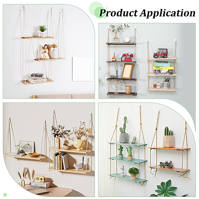 Wall-mounted Wood Storage Book Racks AJEW-WH0794-65B-1
