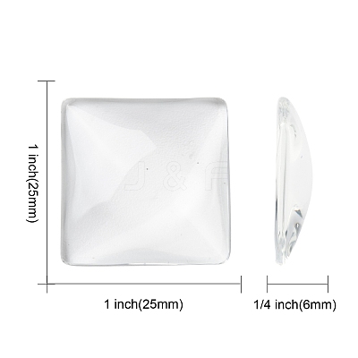Transparent Glass Square Cabochons X-GGLA-A001-25mm-1