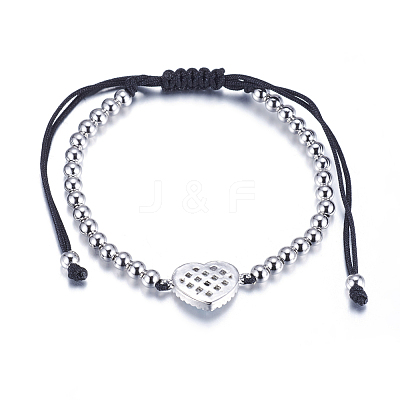 Adjustable Brass Braided Beaded Bracelets BJEW-F282-28P-RS-1
