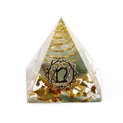 Chakra Pattern Orgonite Pyramid Resin Display Decorations G-PW0005-03A-1
