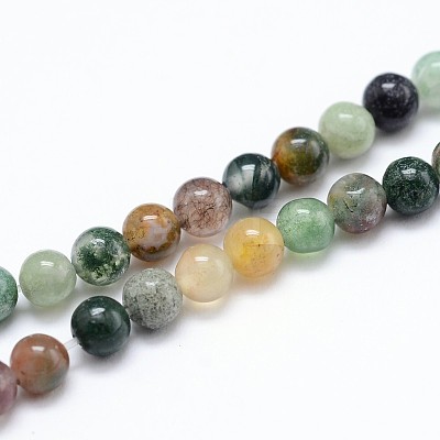 Natural Indian Agate  Round Beads Strands G-P100-01-1