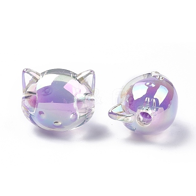 UV Plating Rainbow Iridescent Acrylic Beads X-OACR-H015-05-1