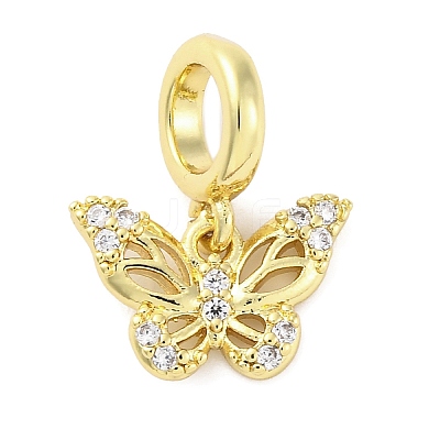 Brass Micro Pave Cubic Zirconia European Dangle Charms KK-D325-21G-02-1