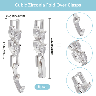6Pcs Brass Fold Over Clasps ZIRC-BBC0002-70S-1