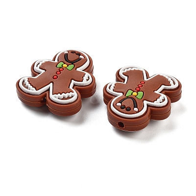 Christmas Gingerbread Man Silicone Beads SIL-U005-01C-1