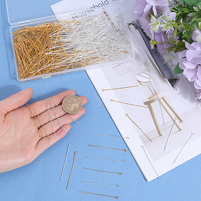 600Pcs 2 Colors Brass Eye Pin KK-SP0001-68D-1