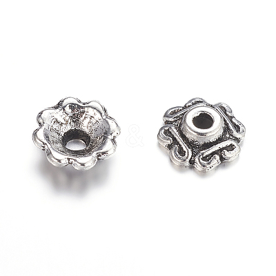 Tibetan Style Alloy Multi-Petal Bead Caps TIBEB-S039-008AS-RS-1