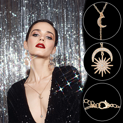 Moon & Star & Sun Rhinestone Jewelry Set SJEW-AN0001-53-1