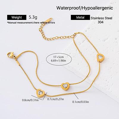 304 Stainless Steel Natural White Shell Link 2-Strand Bracelets for Women YA2054-3-1