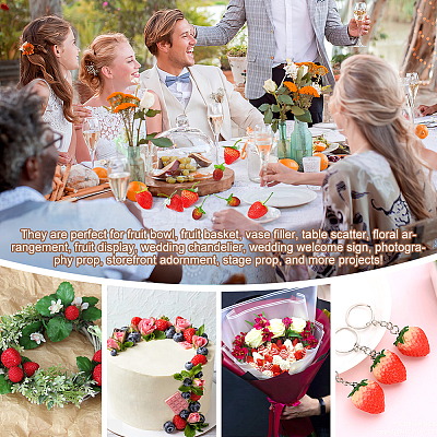 55Pcs 6 Styles Plastic Imitation Strawberry DJEW-GA0001-54-1