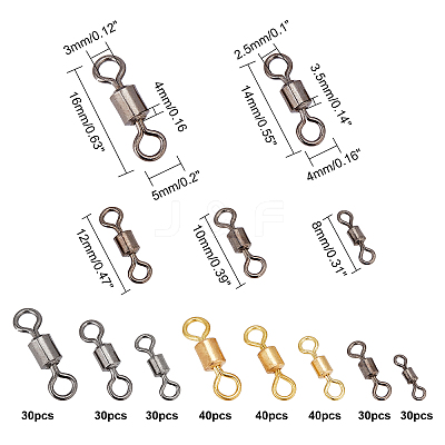 270Pcs 8 Style Brass Fishing Rolling Bearing Connector FIND-FH0002-80-1