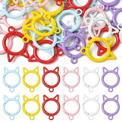30Pcs 6 Colors Zinc Alloy Spring Gate Rings KEYC-CJ0001-17-1
