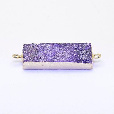 Electroplated Natural Druzy Agate Links/Connectors G-G656-02-1