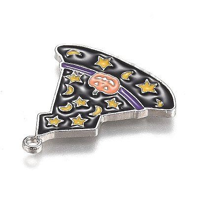 Halloween Theme Witch Hat Alloy Enamel Pendants X-ENAM-J649-11P-02-1