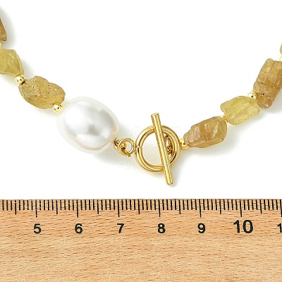 Raw Rough Natural Yellow Apatite Necklaces NJEW-JN06638-1