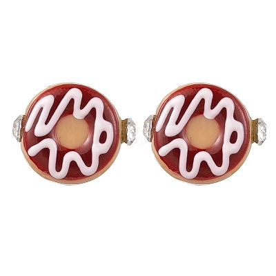 Donut Shape Lampwork Stud Earrings EJEW-JE05700-1
